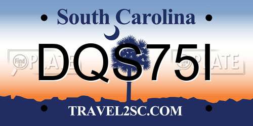 DQS75I South Carolina License Plate