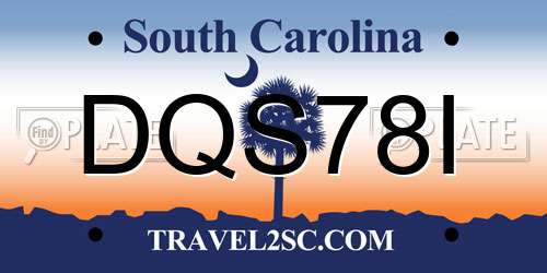 DQS78I South Carolina License Plate