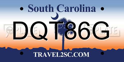 DQT86G South Carolina License Plate