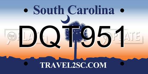 DQT951 South Carolina License Plate