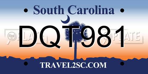 DQT981 South Carolina License Plate