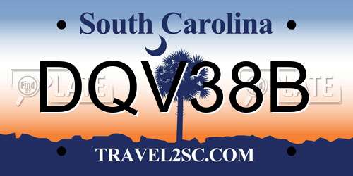 DQV38B South Carolina License Plate