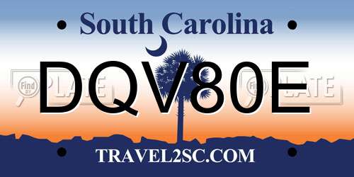 DQV80E South Carolina License Plate