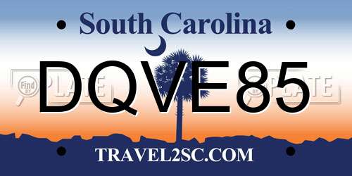 DQVE85 South Carolina License Plate