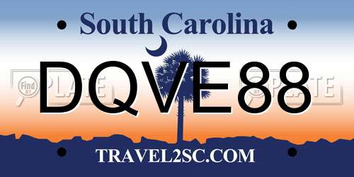 DQVE88 South Carolina License Plate
