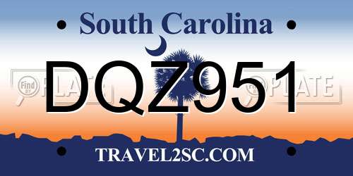 DQZ951 South Carolina License Plate