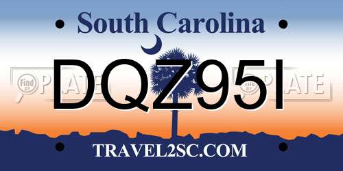 DQZ95I South Carolina License Plate