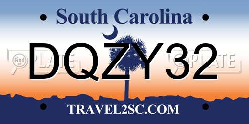 DQZY32 South Carolina License Plate