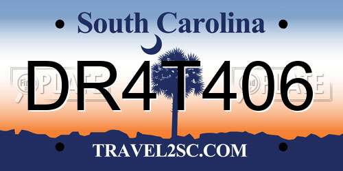 DR4T406 South Carolina License Plate