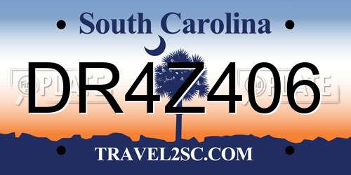 DR4Z406 South Carolina License Plate