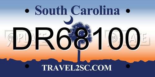 DR68100 South Carolina License Plate