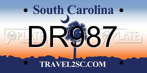 DR987 South Carolina License Plate