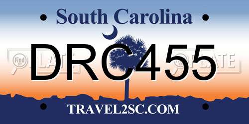 DRC455 South Carolina License Plate