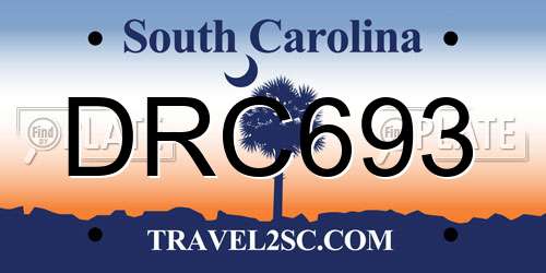 DRC693 South Carolina License Plate