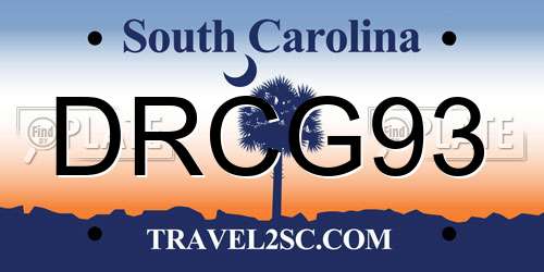 DRCG93 South Carolina License Plate