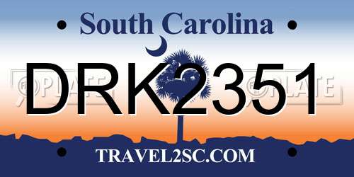 DRK2351 South Carolina License Plate