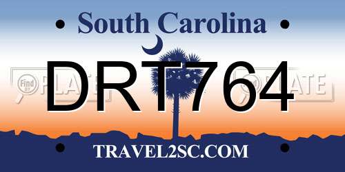 DRT764 South Carolina License Plate