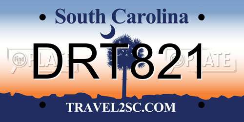 DRT821 South Carolina License Plate