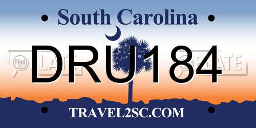 DRU184 South Carolina License Plate