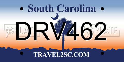 DRV462 South Carolina License Plate