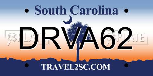 DRVA62 South Carolina License Plate