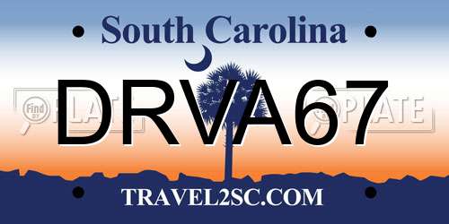 DRVA67 South Carolina License Plate