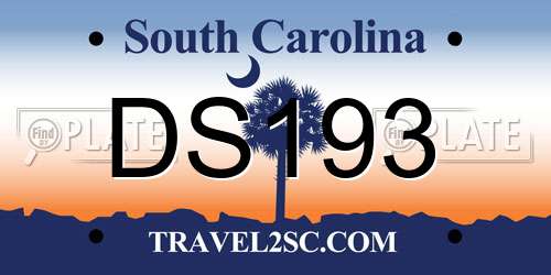DS193 South Carolina License Plate