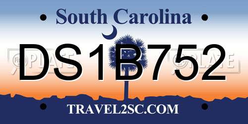 DS1B752 South Carolina License Plate