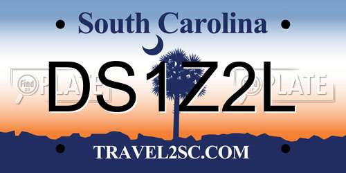 DS1Z2L South Carolina License Plate