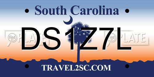 DS1Z7L South Carolina License Plate