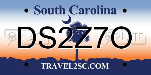 DS2Z7O South Carolina License Plate