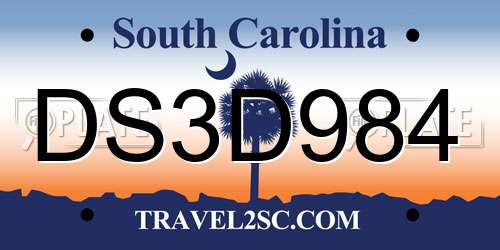 DS3D984 South Carolina License Plate