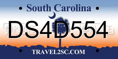 DS4D554 South Carolina License Plate