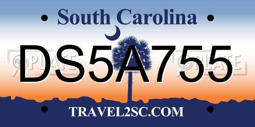 DS5A755 South Carolina License Plate