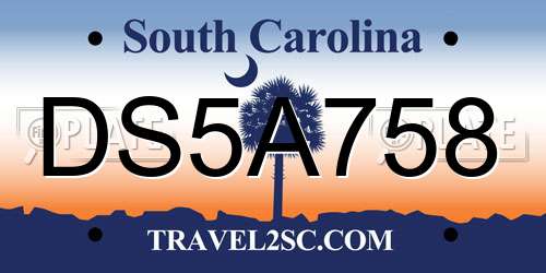 DS5A758 South Carolina License Plate