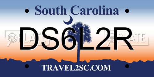 DS6L2R South Carolina License Plate