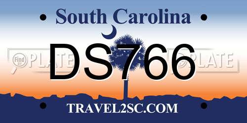DS766 South Carolina License Plate