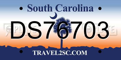 DS76703 South Carolina License Plate