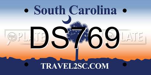 DS769 South Carolina License Plate