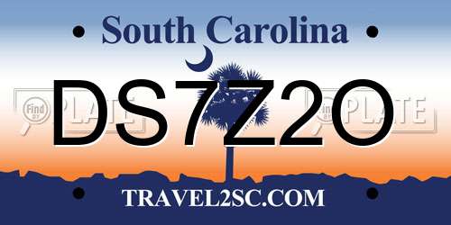 DS7Z2O South Carolina License Plate