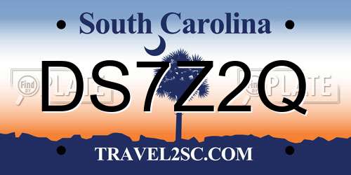 DS7Z2Q South Carolina License Plate