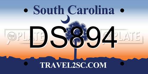 DS894 South Carolina License Plate