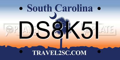 DS8K5I South Carolina License Plate