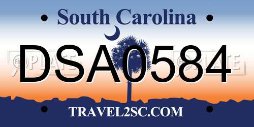 DSA0584 South Carolina License Plate