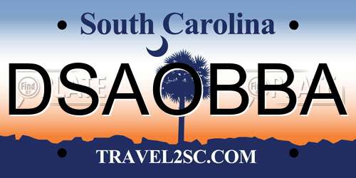 DSAOBBA South Carolina License Plate