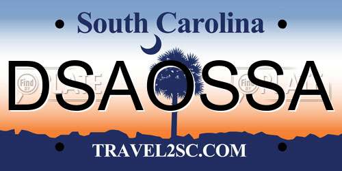 DSAOSSA South Carolina License Plate
