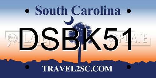 DSBK51 South Carolina License Plate