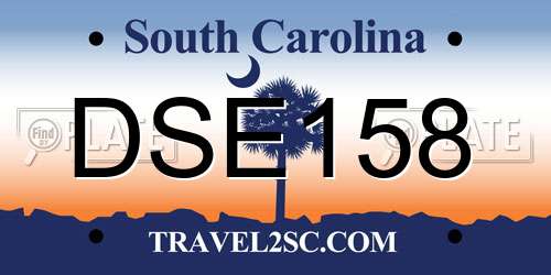 DSE158 South Carolina License Plate