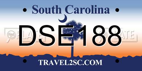 DSE188 South Carolina License Plate
