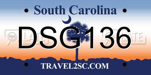 DSG136 South Carolina License Plate